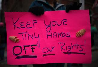 Picture: Demonstrators protest on the National Mall in Washington, DC, for the Women's March on January 21, 2017.